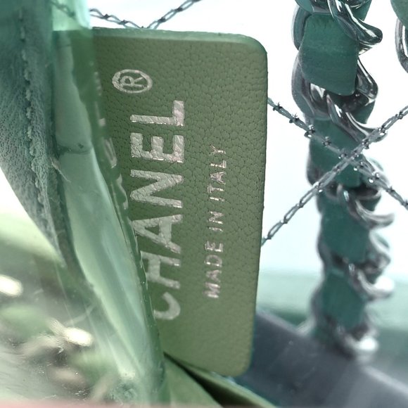 CHANEL Lambskin PVC Quilted Mini Coco Splash Flap Blue Green - Picture 3 of 6